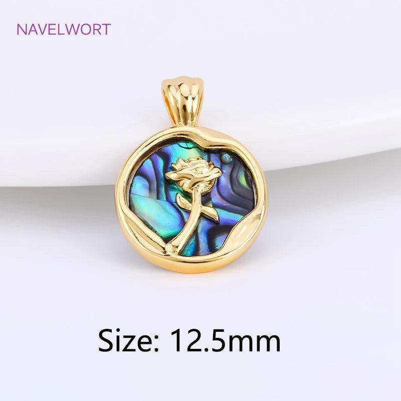 18K Plated Brass Abalone Shell Charms for Necklace Making