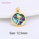 18K Plated Brass Abalone Shell Charms for Necklace Making