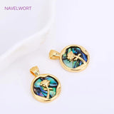 18K Plated Brass Abalone Shell Charms for Necklace Making