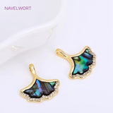 18K Plated Brass Abalone Shell Charms for Necklace Making