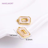 14K Plating Square Charms For Jewelry, Natural Shell Hollow Square Pendants