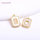 14K Plating Square Charms For Jewelry, Natural Shell Hollow Square Pendants