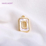 14K Plating Square Charms For Jewelry, Natural Shell Hollow Square Pendants