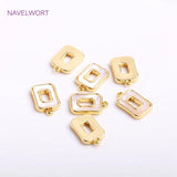 14K Plating Square Charms For Jewelry, Natural Shell Hollow Square Pendants