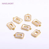14K Plating Square Charms For Jewelry, Natural Shell Hollow Square Pendants
