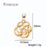 18K Plated Hollow Flower Pendants, Zircon Natural Shell Charms