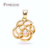18K Plated Hollow Flower Pendants, Zircon Natural Shell Charms