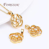 18K Plated Hollow Flower Pendants, Zircon Natural Shell Charms
