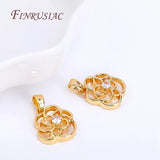 18K Plated Hollow Flower Pendants, Zircon Natural Shell Charms