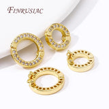18K Plated Zircon Round Connect Charms Pendants Clasps DIY Necklace Accessories
