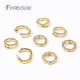 18K Plated Zircon Round Connect Charms Pendants Clasps DIY Necklace Accessories