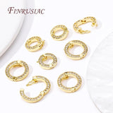 18K Plated Zircon Round Connect Charms Pendants Clasps DIY Necklace Accessories