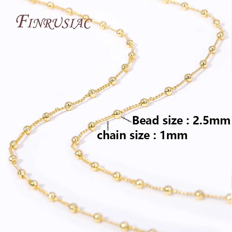 18K Plated Copper Ball Chain Necklace 2.5MM Jewelry Making DIY