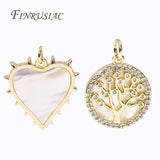 18K Plated Shell Heart Charms Inlay Pendants Jewelry Making Supplies DIY