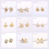 Moon Charm Pendants, 14K Plated Zircon Inlaid Crescent Moon for Jewelry Making