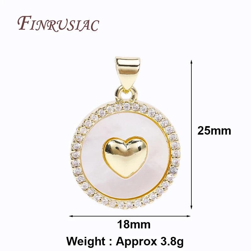 Brass Rhinestone Star/Round Charms 18K Plated Shells Pendants