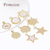 Brass Rhinestone Star/Round Charms 18K Plated Shells Pendants