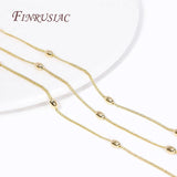 18K Plated Brass Metal Beaded Rice Bead Chain Necklace