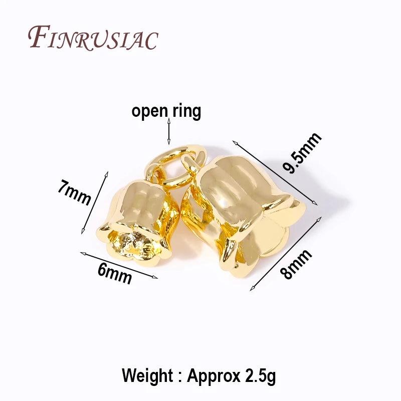 18K Plated Brass Metal Bell Orchid Flower Charms Pendants