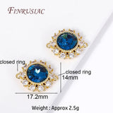 18K Plated Zircon Inlay Round Connect Charms Pendants