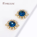 18K Plated Zircon Inlay Round Connect Charms Pendants