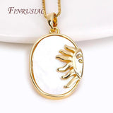 18K Plated Brass Shell Sun Pendant for Necklace Making, Fashion Charms DIY