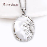 18K Plated Brass Shell Sun Pendant for Necklace Making, Fashion Charms DIY