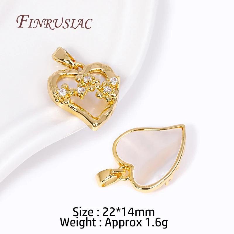 18K Plated Abalone Shell Round/Heart Charms Dragonfly Pendant