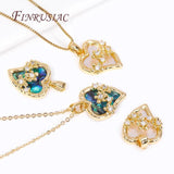 18K Plated Abalone Shell Round/Heart Charms Dragonfly Pendant