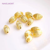 Corrugated Oval Beads 18K Plating DIY Jewelry Making