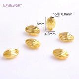 Corrugated Oval Beads 18K Plating DIY Jewelry Making