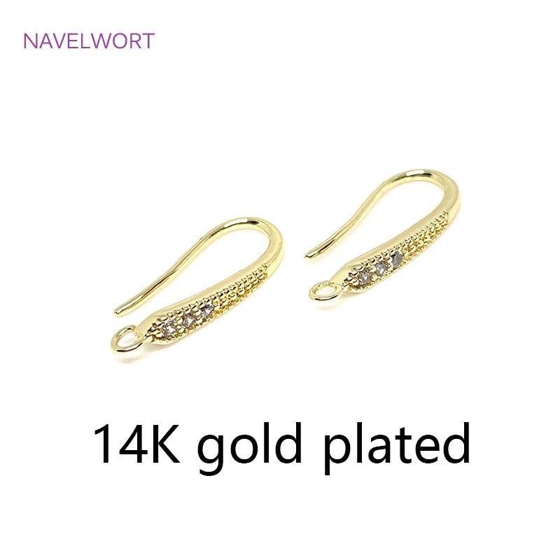14K Plated Zircon Earring Hooks DIY Jewelry Findings