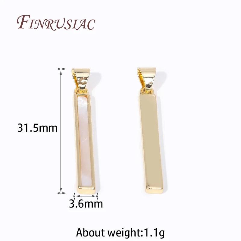Rectangle Pendants 18K Plated Shell Charms DIY Jewelry Making