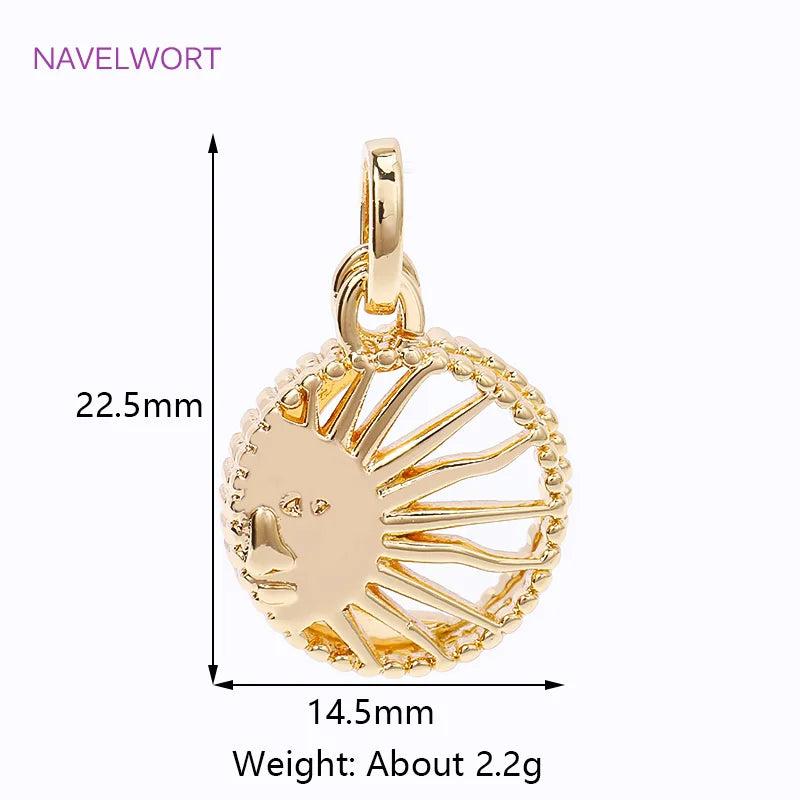 18K Plated Sun Moon Charms Double Layer Pendants