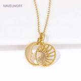 18K Plated Sun Moon Charms Double Layer Pendants