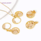 18K Plated Sun Moon Charms Double Layer Pendants