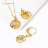 18K Plated Sun Moon Charms Double Layer Pendants