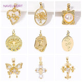 18K Plated Sun Moon Charms Double Layer Pendants