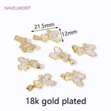 18K Plated Zircon Bowknot Bear Pendant Natural Shell Charms