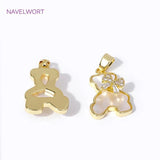 18K Plated Zircon Bowknot Bear Pendant Natural Shell Charms