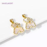 18K Plated Zircon Bowknot Bear Pendant Natural Shell Charms