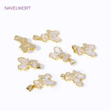 18K Plated Zircon Bowknot Bear Pendant Natural Shell Charms