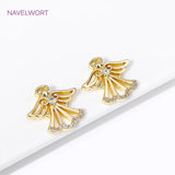 Zircon Charms 18K Brass Angel Pendant For DIY Jewelry