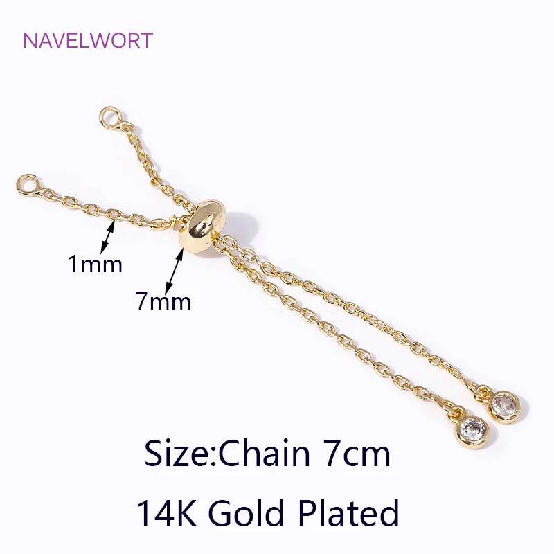 14K Plated Box Chain Bracelet Component for DIY Jewelry Making