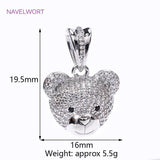 Rhodium Plated Zircon Bear Head Charms Pendant for Necklace DIY