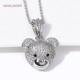 Rhodium Plated Zircon Bear Head Charms Pendant for Necklace DIY