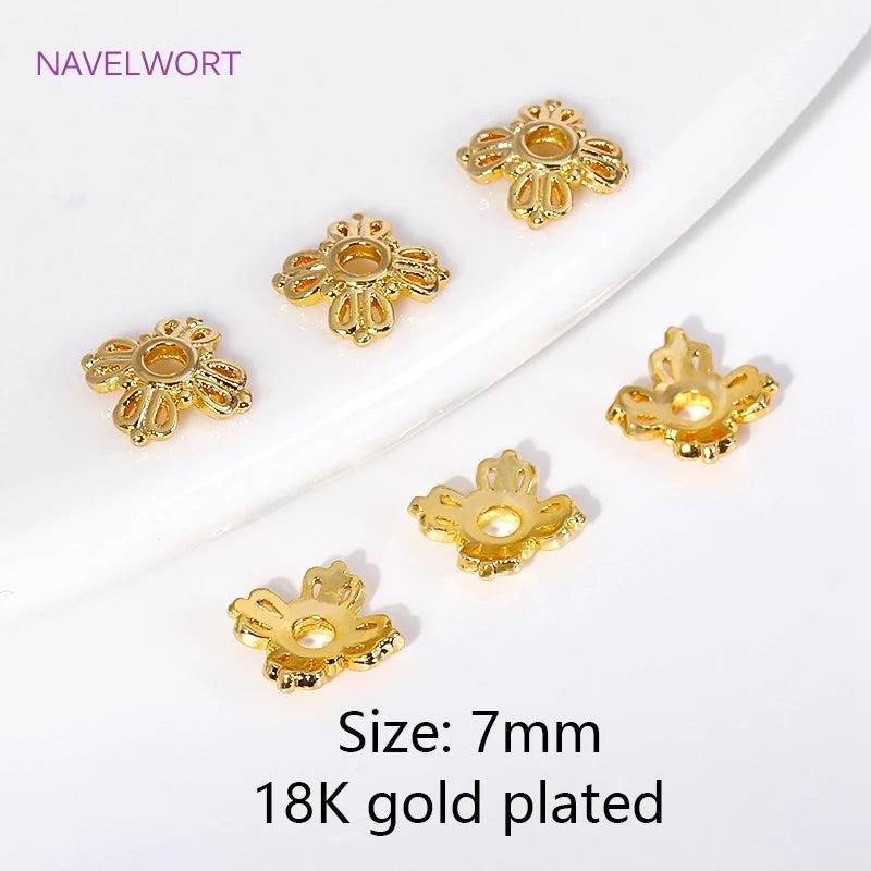 Brass 7mm Bead Caps 18k Plated DIY Jewelry Findings