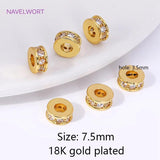 7.5mm Zircon Spacer Beads, 18K Plated, DIY Bracelet Parts