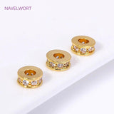 7.5mm Zircon Spacer Beads, 18K Plated, DIY Bracelet Parts