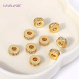 7.5mm Zircon Spacer Beads, 18K Plated, DIY Bracelet Parts